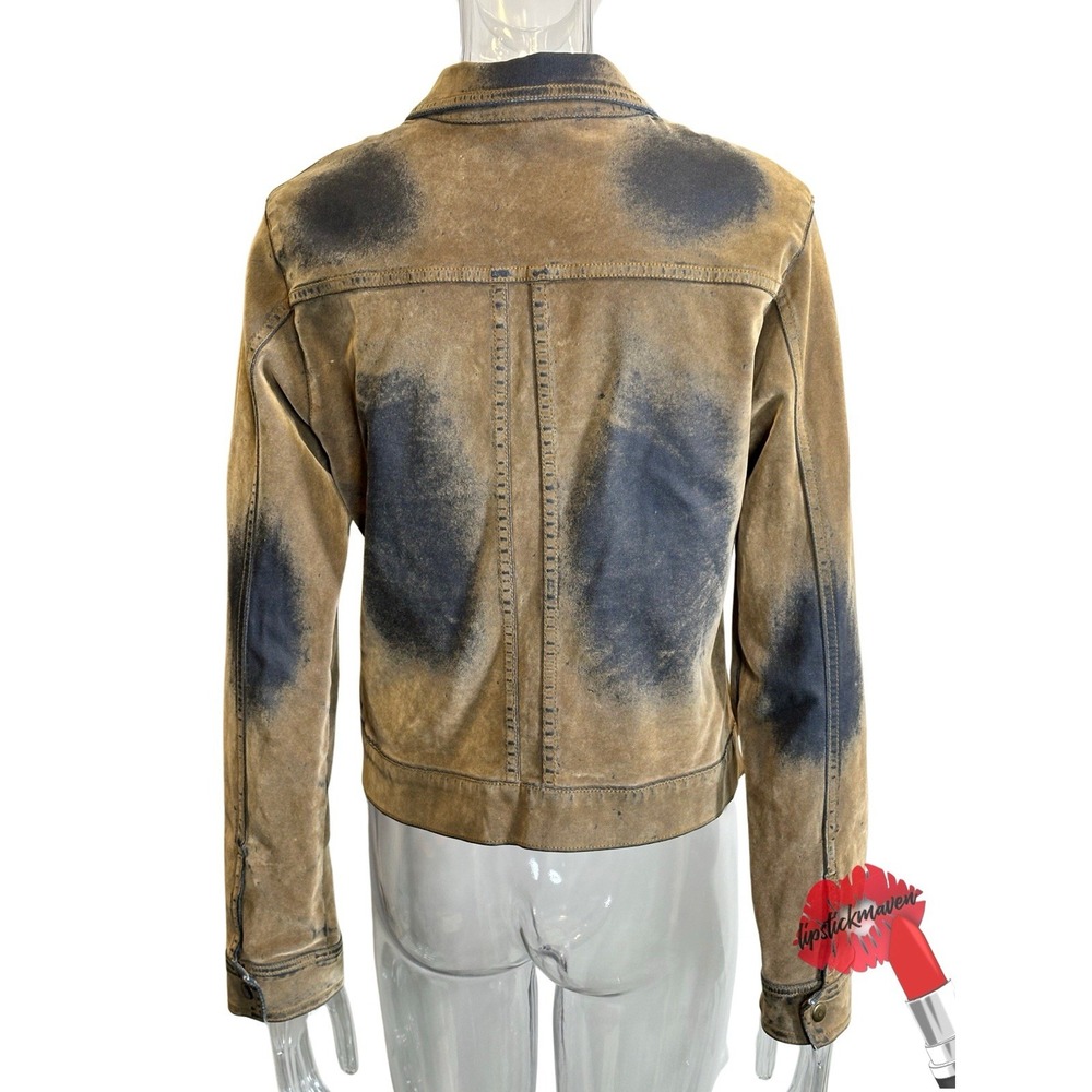 Vintage Y2K Denim‎ Jacket Women Large Tan Blue Ombré Faded Indie Bratz Identity - Picture 3 of 15